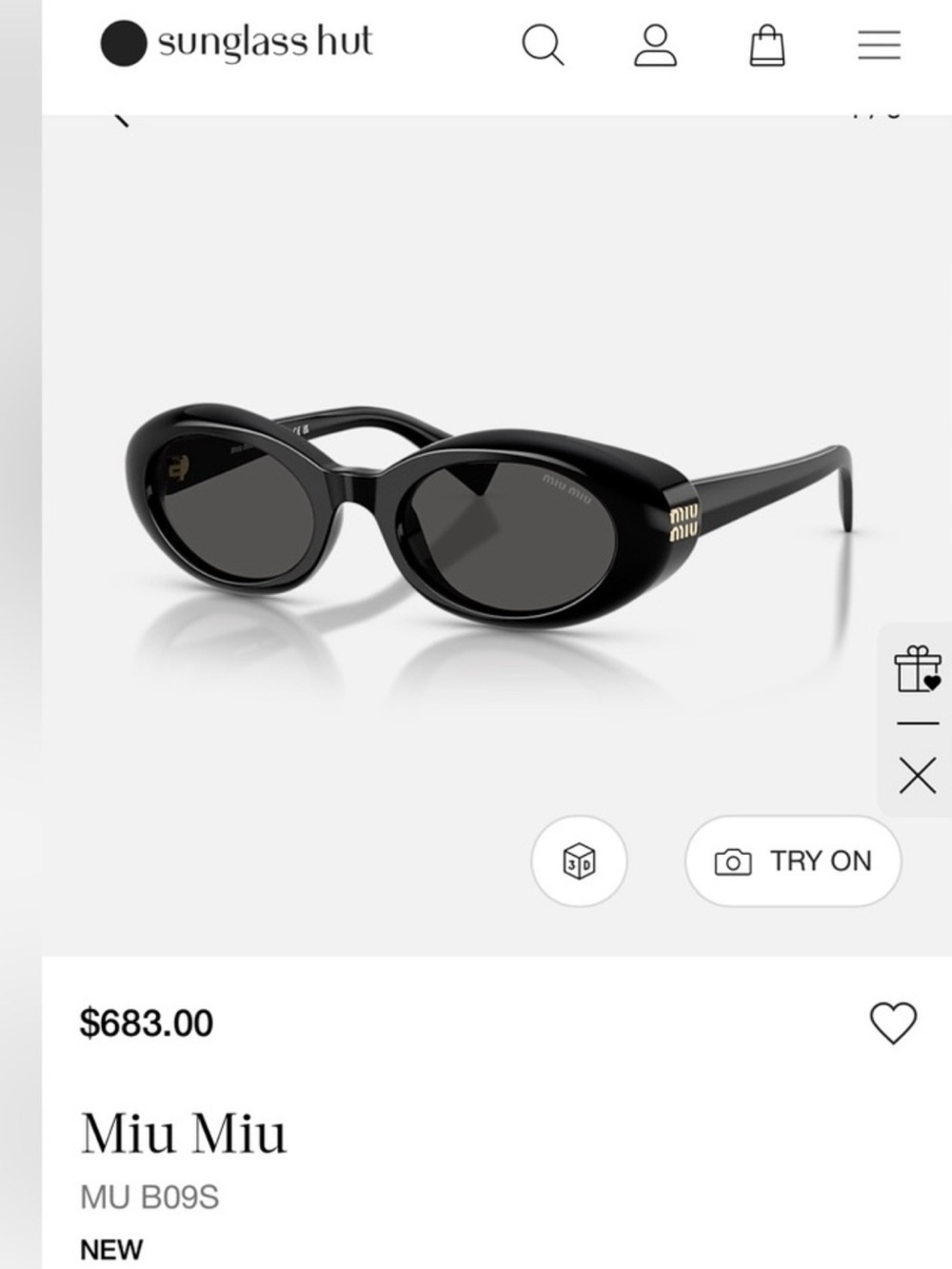 Miu Miu Black Oval Acetate Sunglasses with Gold Logo brand new with box and case